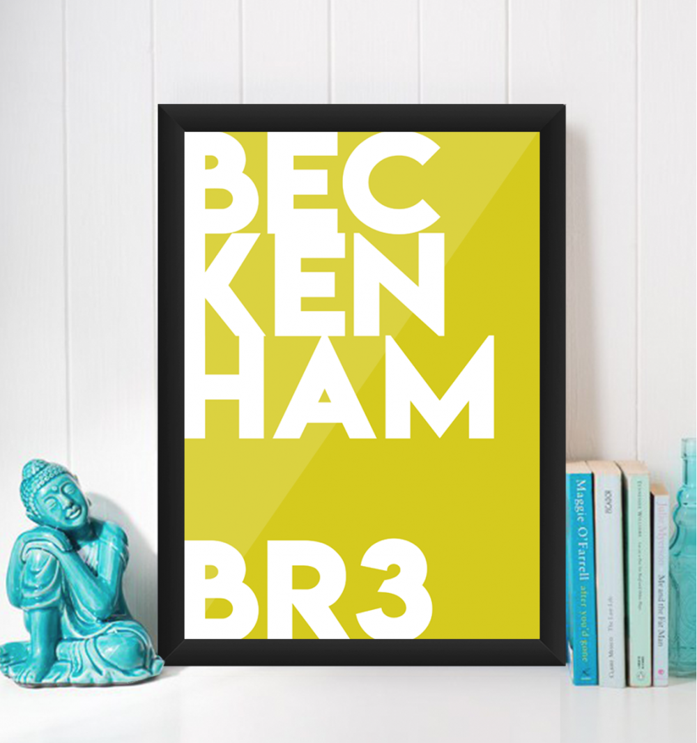 Beckenham, London Typography Giclée Art Poster Print