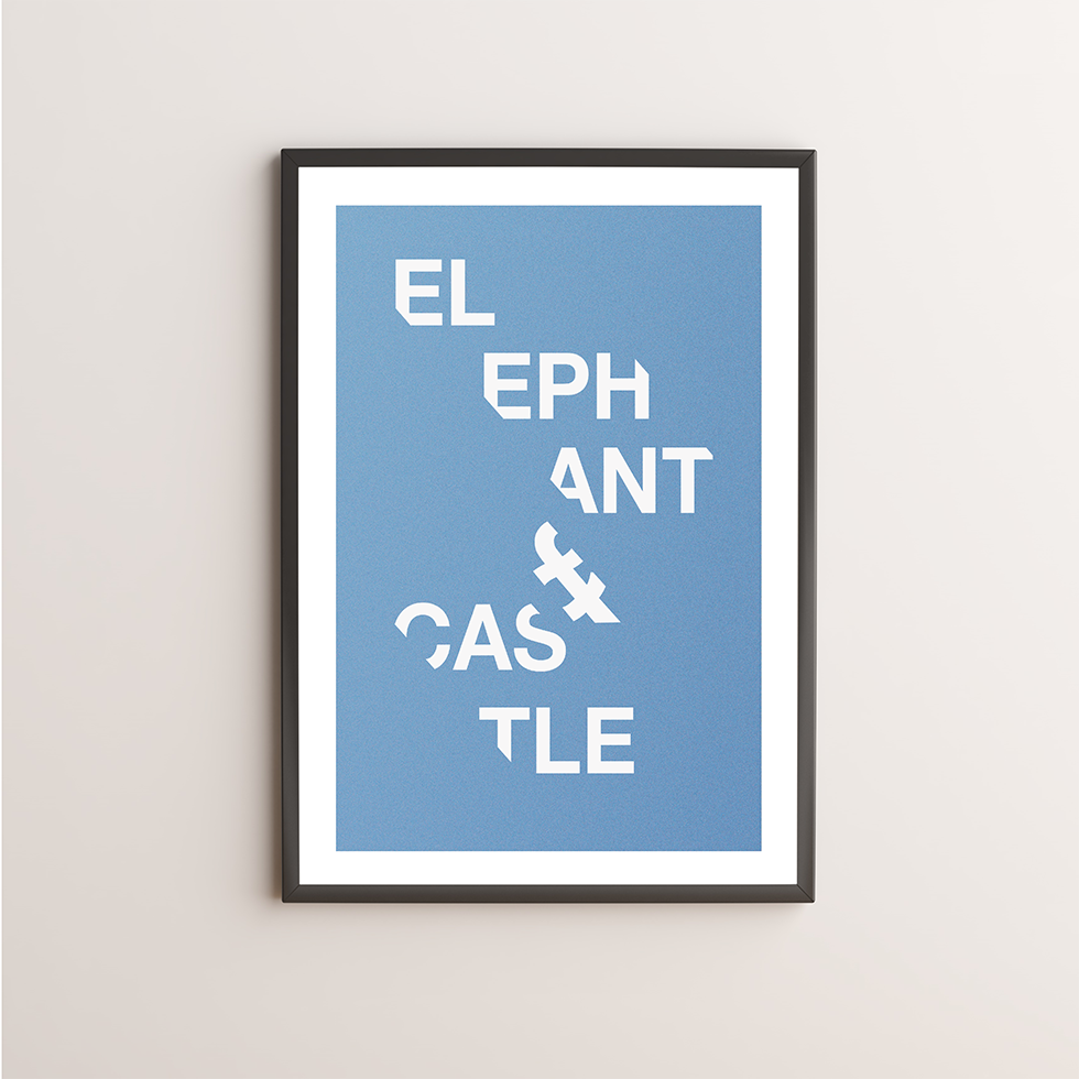 Elephant and Castle Typography Giclée Art Print 