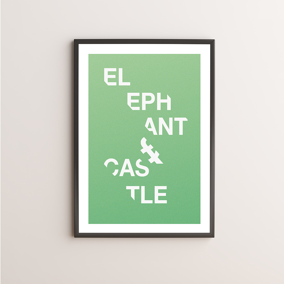 Elephant and Castle Typography Giclée Art Print 