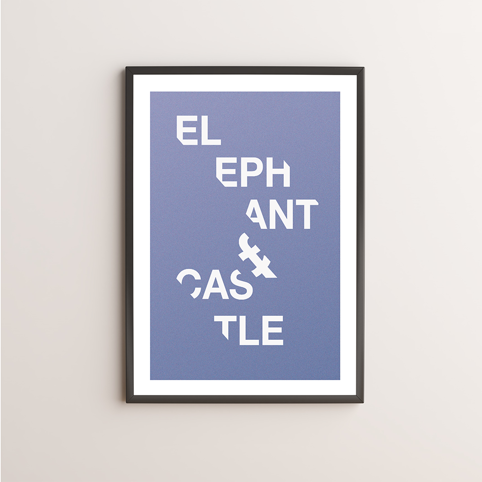 Elephant and Castle Typography Giclée Art Print 