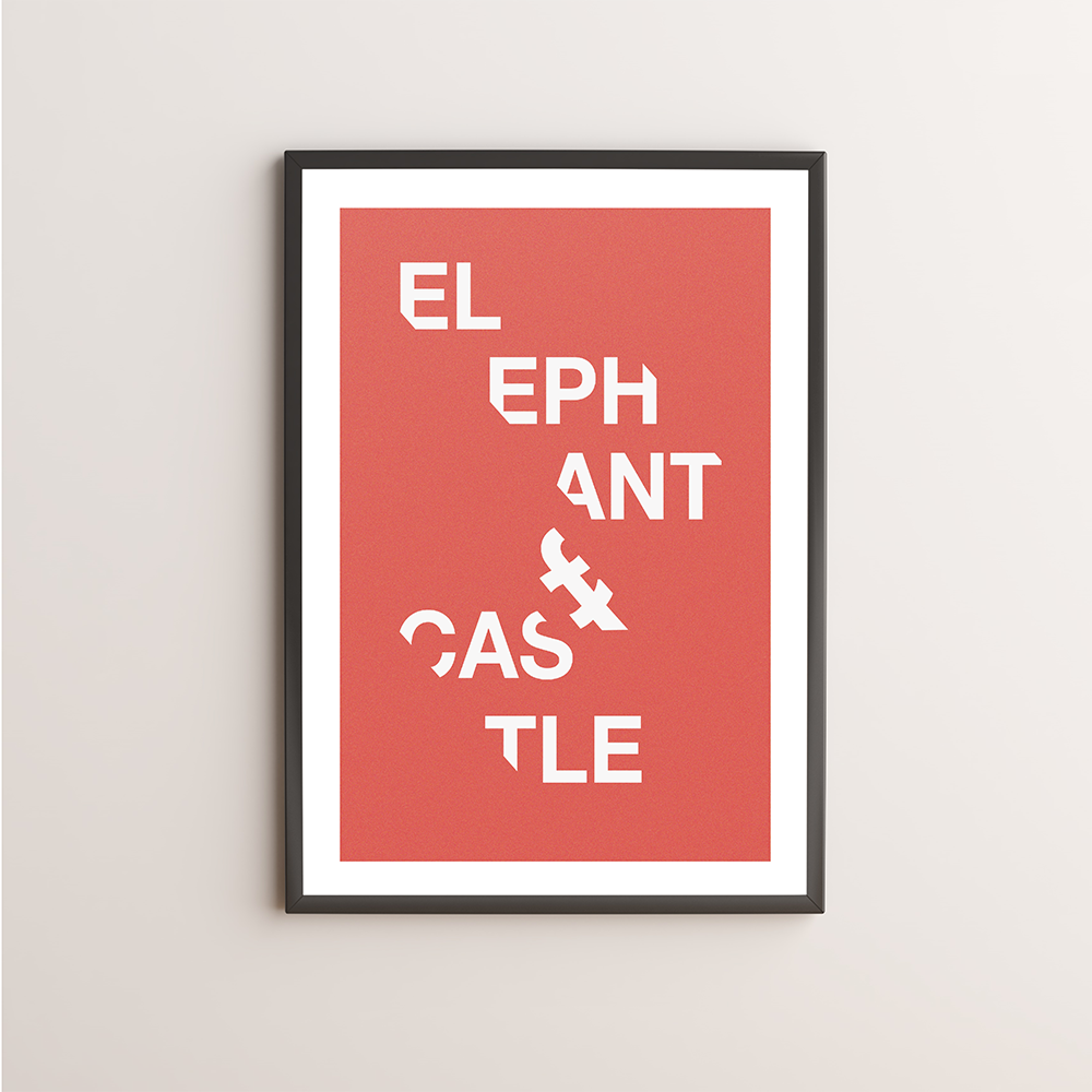 Elephant and Castle Typography Giclée Art Print 